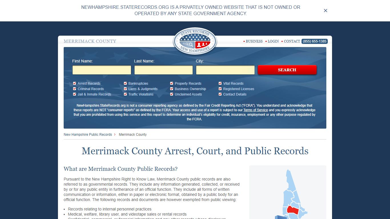 Merrimack County Arrest, Court, and Public Records